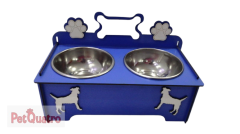GEÇMELİ AHŞAP KEMİK FİGÜRLÜ KÖPEK MAMA KABI İKİLİ