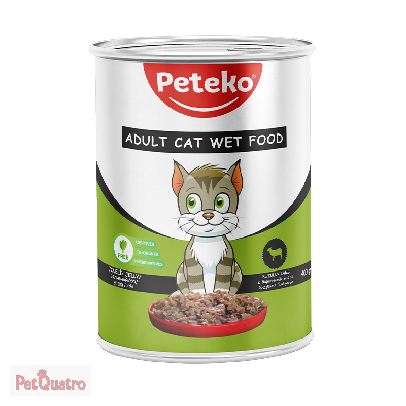 PETEKO YETİŞKİN KEDİ KONSERVE KUZULU 400GR