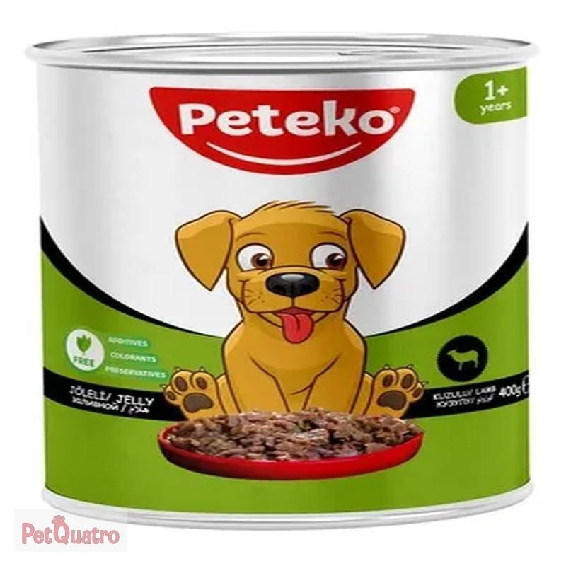 PETEKO YETİŞKİN KÖPEK KONSERVE KUZULU 400GR