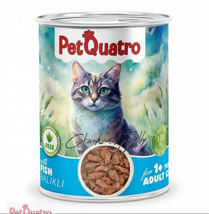 PETQUATRO YETİŞKİN KEDİ KONSERVE BALIKLI 400 GR