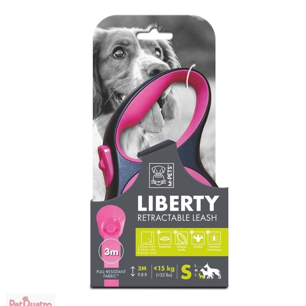 M-PETS LIBERTY OTOMATİK GEZDİRME ŞERİT 3MT/PINK (S