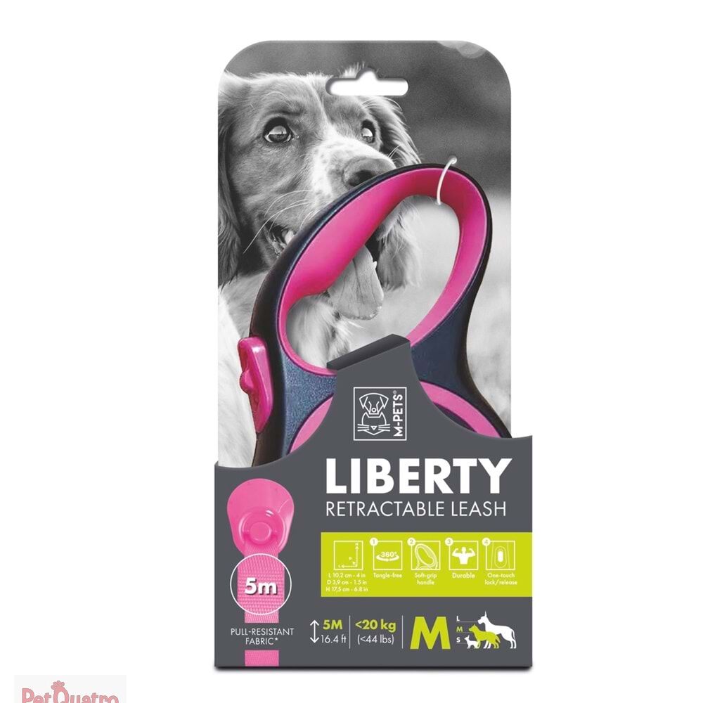M-PETS LIBERTY OTOMATİK GEZDİRME ŞERİT 5MT/PINK (M