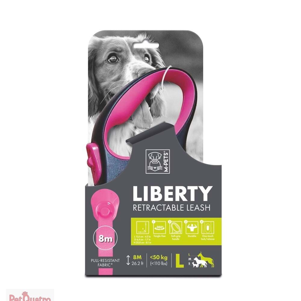 M-PETS LIBERTY OTOMATİK GEZDİRME ŞERİT 8MT/PINK (L