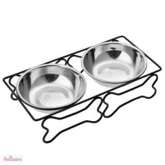 2 Lİ LÜX METAL AYAK KÖPEK MAMA VE SU KABI