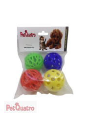 PETQUATRO ZİLLİ KEDİ OYUN TOPU 4 LÜ  POŞET
