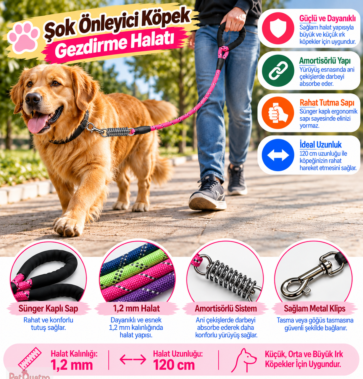 Yaylı Gezdirme Tasması 1.2cm*120cm