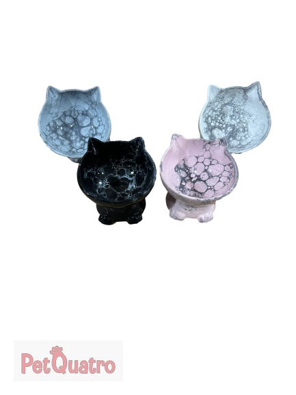 SERAMİK KEDİ FİGÜRÜ AYAKLI MAMA KABI
