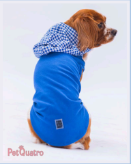 Blue Gingham Hooded Polo Shirt