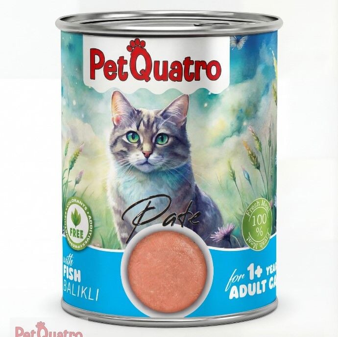 PETQUATRO PATE BALIKLI YETİŞKİN KEDİ KONSERVE 400G