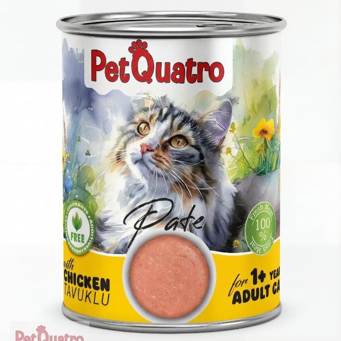 PETQUATRO PATE TAVUKLU YETİŞKİN KEDİ KONSERVE 400